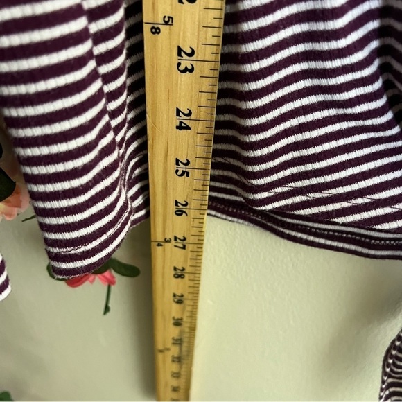 Evri Maroon/Purple White Striped V-Neck Button Up Blouse Womens Plus Size 0X - Picture 6 of 8